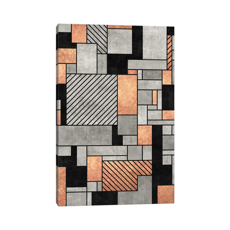 Motif aléatoire - béton et cuivre, H 12 po x l 8 po x P 0,75 po