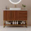 Meuble-lavabo moderne de 36 po avec lavabo vasque en céramique, armoire d'appoint dorée-387103190-387103191