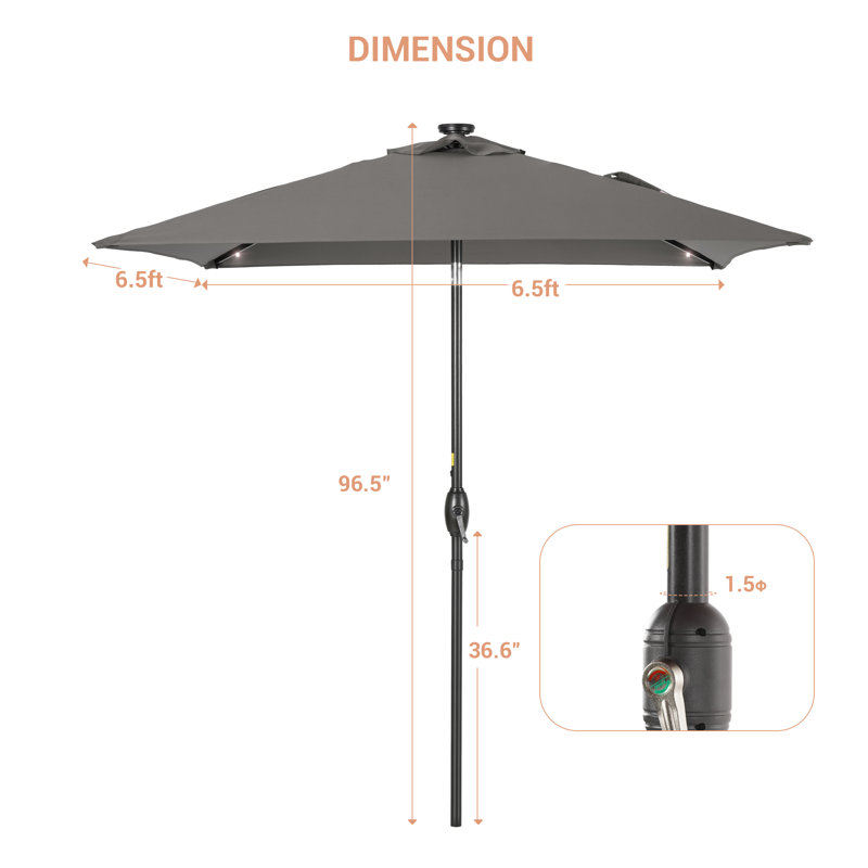 Parasol de marché carré 78 po Rukhsaar, Gris