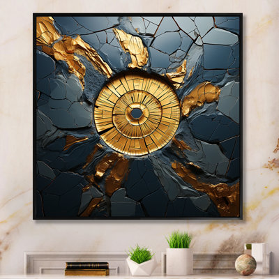 Carreaux de mosaïque dorés et noirs I - art mural abstrait