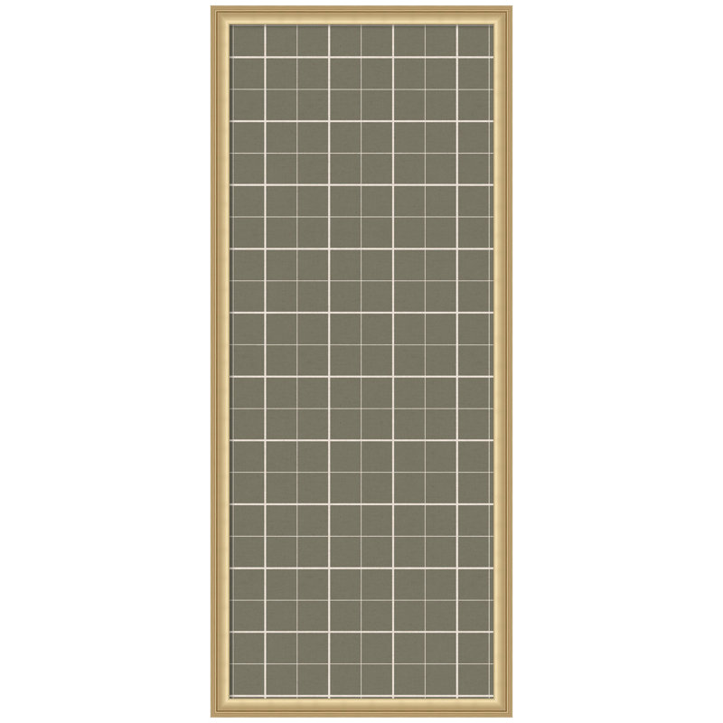 Tableau d'affichage encadré en tissu à imprimé écossais en lin vert sauge, Vert, H 42 po x L 18 po x P 1,25 po, Doré