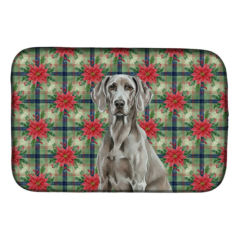 Tapis de vaisselle Weimaraner Christmas PoinsettIas
