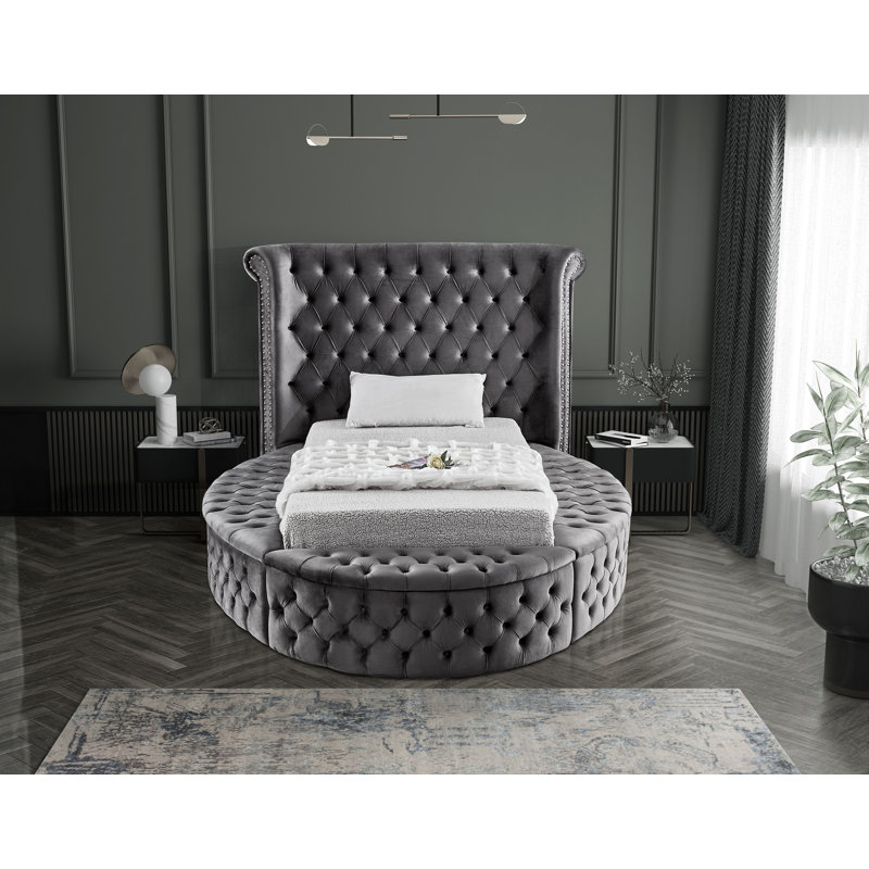 Dorgan Upholstered Wingback Bed, Twin, Grey Velvet