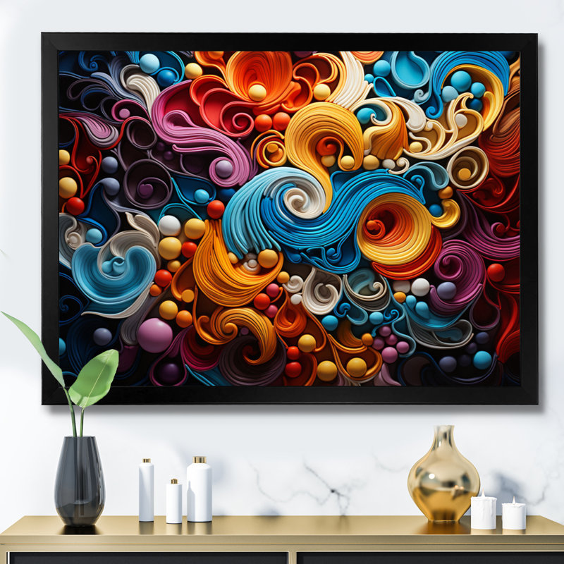 Opt Art Vibrant Illusions I - art mural Op Art, H 24 po x l 32 po x P 1 po, Cadre simple noir