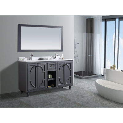 Mundy 60'' Double Bathroom Vanity with Solid Surface Top