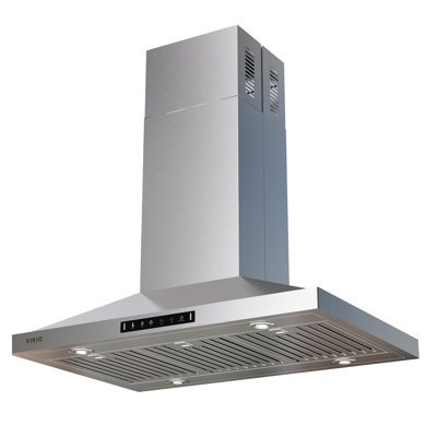 VIKIO 36" 500 CFM Convertible Island Range Hood In Stainless Steel with 4 LED Lights ,Gesture Control and Carbon Filters