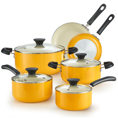 Cook N Home Pots And Pans Set Nonstick, 10-piece Ceramic Kitchen Cookware Sets, Nonstick Cooking Set With Saucepans, Frying Pans, Dutch Oven Pot With Lids, Yellow