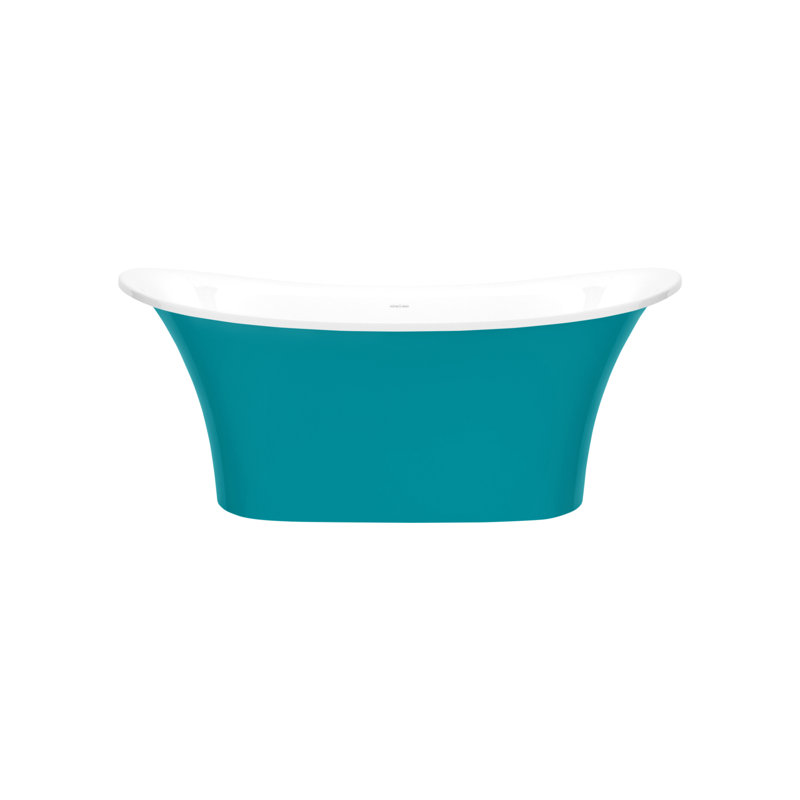 Toulouse 59.75" H x 29.25" W Freestanding Soaking Bathtub, Gloss White, Turquoise Blue - Matte