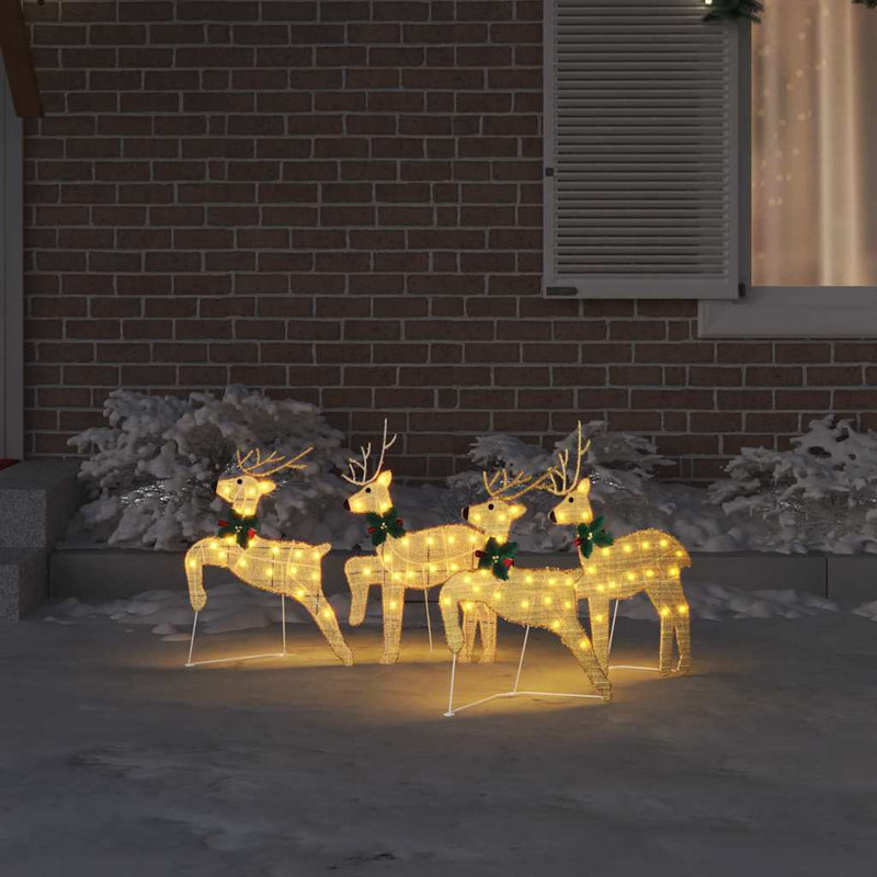 vidaXL LED Reindeers Fabric, Gold