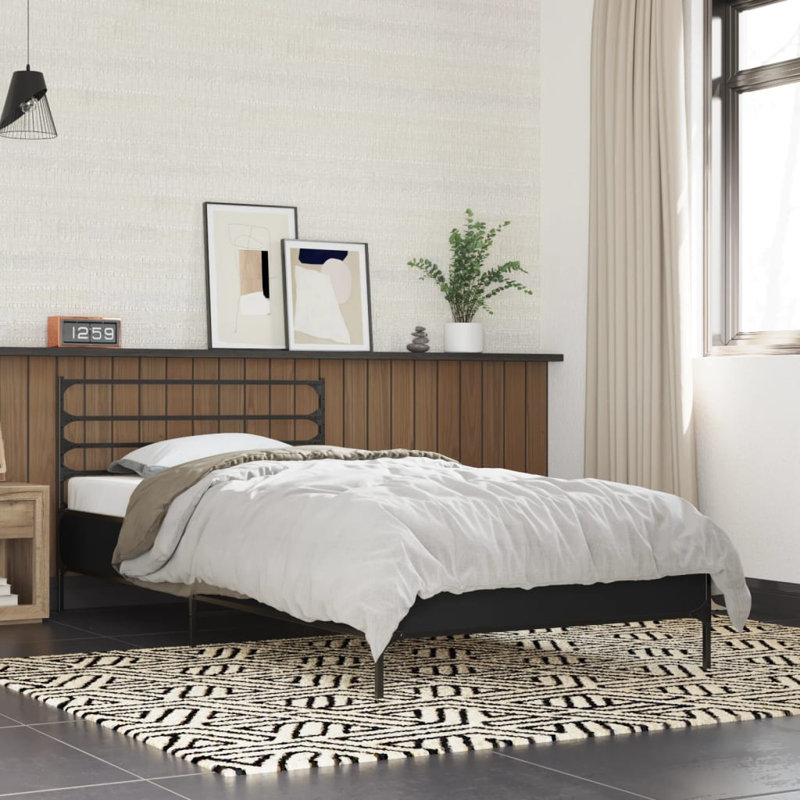 Achillefs Bed, Black, European Double (140 x 200cm)