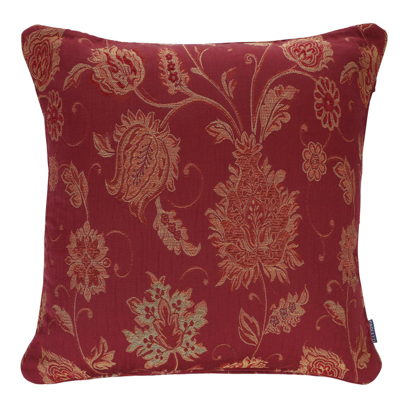 Floral Jacquard Polyester Filled Cushion, 55 x 55cm, Burgundy