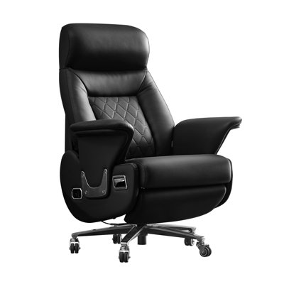 Kinnls Luca Massage Office Chair with Footrest, Genuine Leather Power Recliner Chair with Heated Ventilation, Ergonomic Executive Office Chair, Adjust by Kinnls