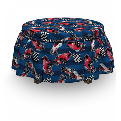 Ensemble de housse pour repose-pieds à coussins carrés 2 pièces cars racing automobile sports