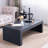 47.6" Modern Black Ribbed Coffee Table – Rectangular Low Profile Center Table for Living Room