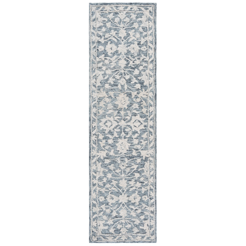 Marquee 509 Hand Tufted Wool/Cotton/Pet Yarn Oriental Rug in Navy/Gray, Runner 2'3" x 8'