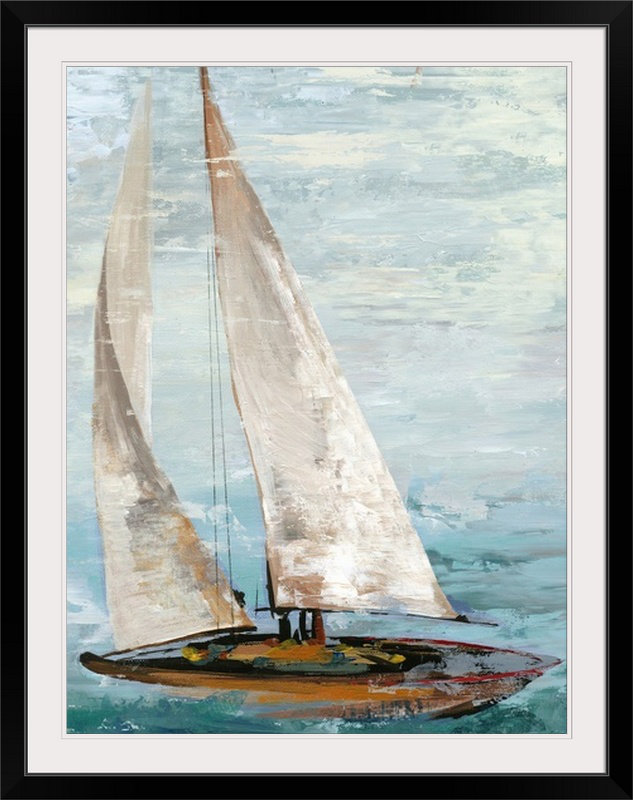 «Heathcliff Quiet Boats III» par Allison Pearce, reproduction d'art, H 32 po x l 26 po x P 1 po, Cadre noir