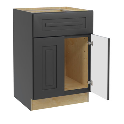 Gallery Express Ellison Assembled 24 in W x 21 in D x 34.5 in H Vanity Depth Sink Base Kitchen Cabinet in Onyx