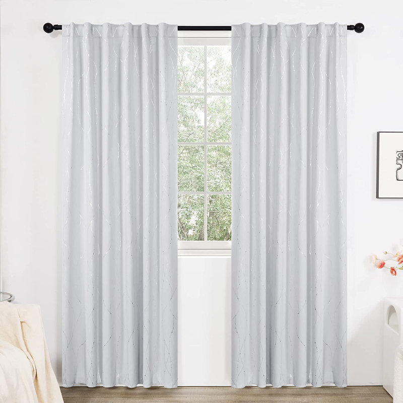 Deenie Room Darkening Curtain Pair, 52'' W x 45'' L, White