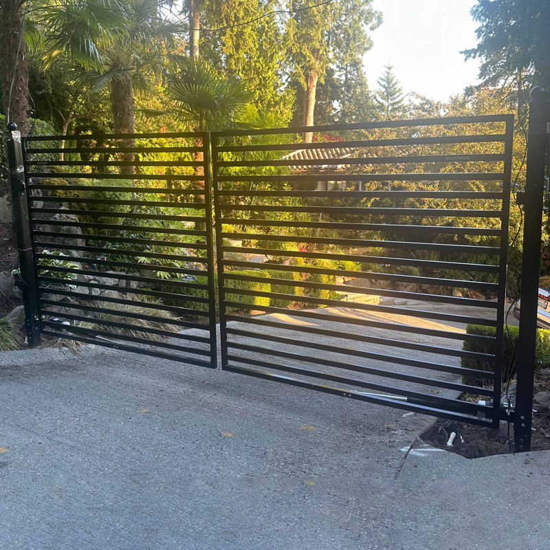 Milan Style Black Galvanized Steel Dual Swing Driveway Gate 12 x 6 Feet
