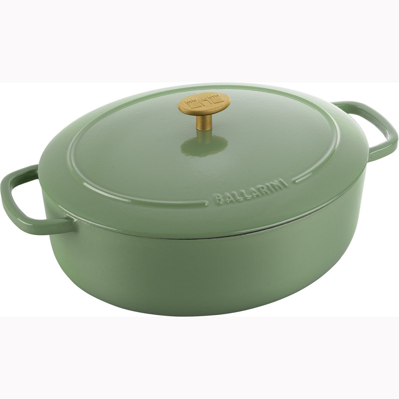 Ballarini Bellamonte Cast Iron Round Dutch Oven, 5 qt, Saggio Green