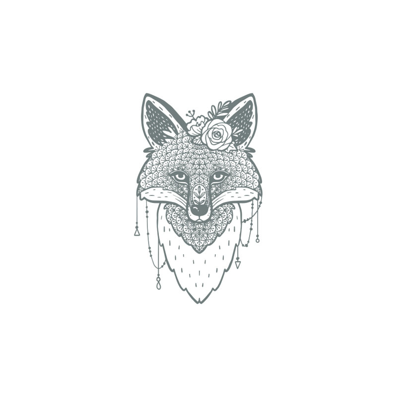 Décalcomanie murale animal fox, Gris