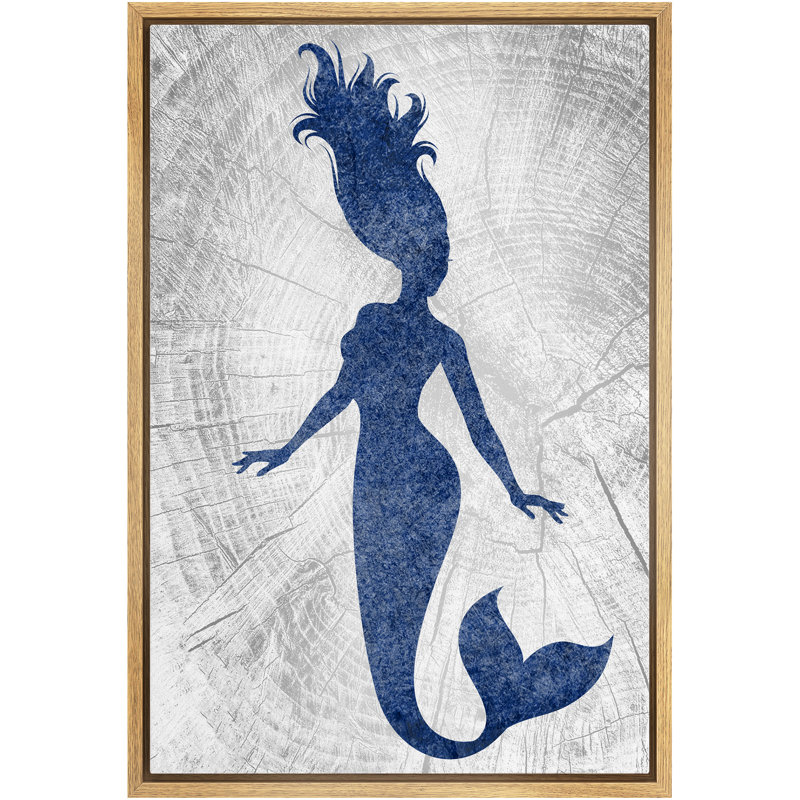 «Mermaid In The Graphite» - Reproduction sur toile flottante, H 36 po x l 24 po x P 1,5 po, Encadrement brun