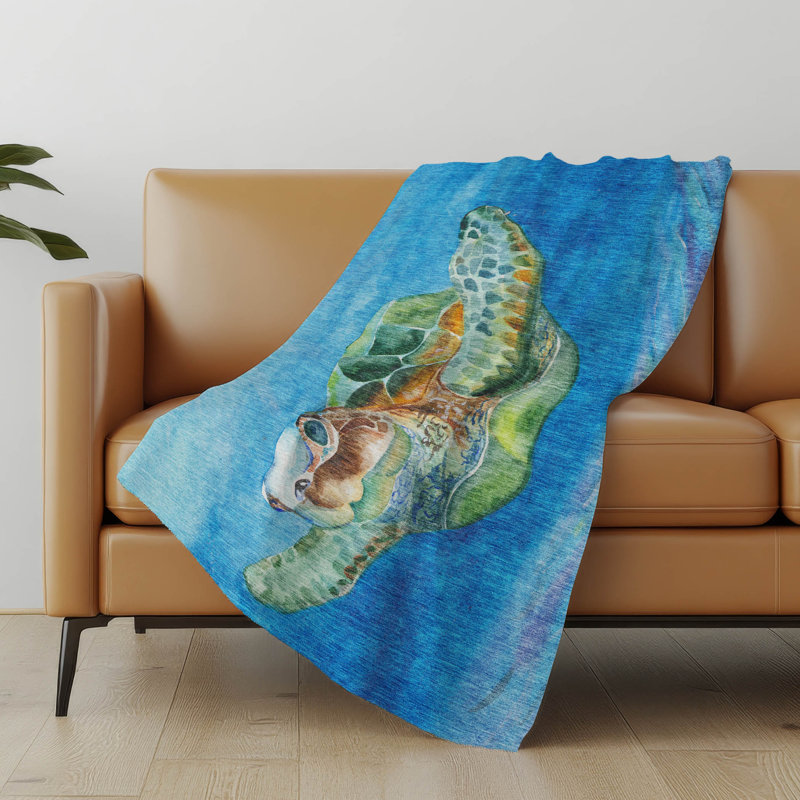 Addison Machine Washable Sherpa Turtle Throw Blanket
