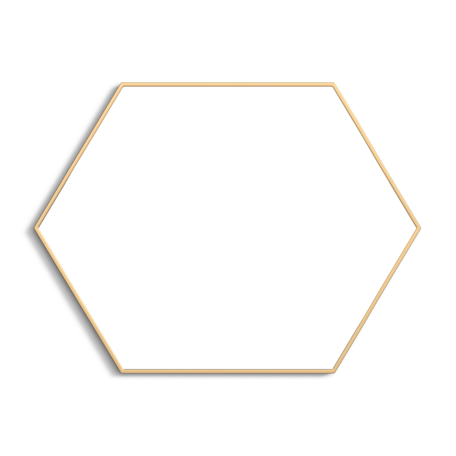 Sabine Metal Hexagon Wall Mirror, Brass, 40" H x 30" W