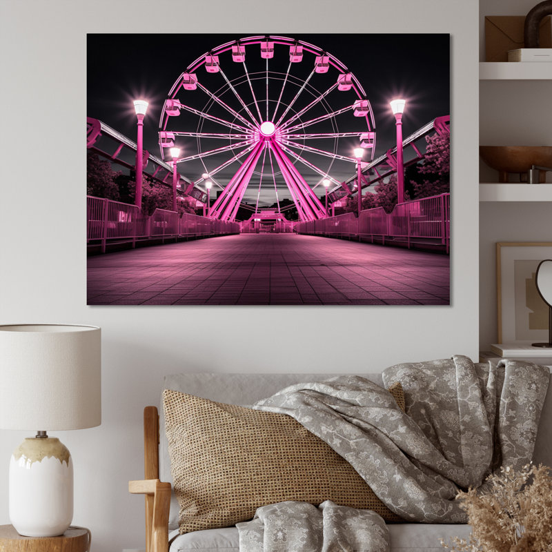 " Pink Ferris Wheel Merrygoround Magic I ", H 34 po x l 44 po x P 1,5 po, Toile tendue