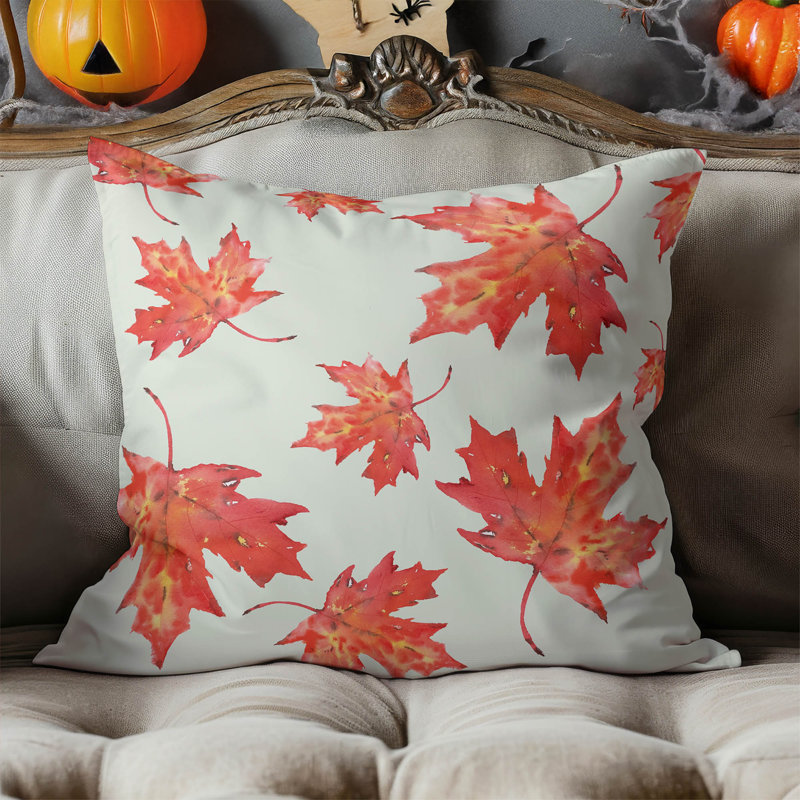 Fireleaf Pattern Decorative Seasonal Throw Pillow, Square 20", Eucalyptus Fog Floral