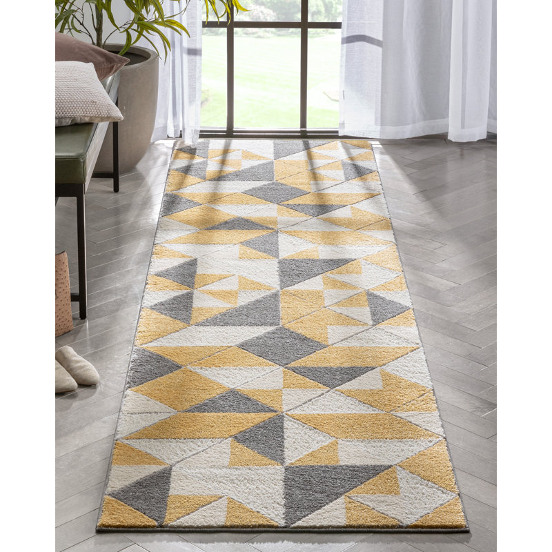 Leona Geometric Synthetic Area Rug, Runner 80 x 300cm