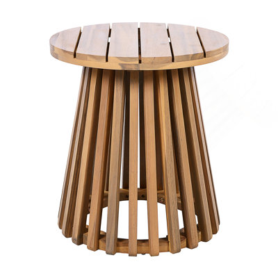 Outdoor Acacia Wood Patio Side Table With Rustic Elegance And Durable All-Weather Construction For Versatile Outdoor Use.