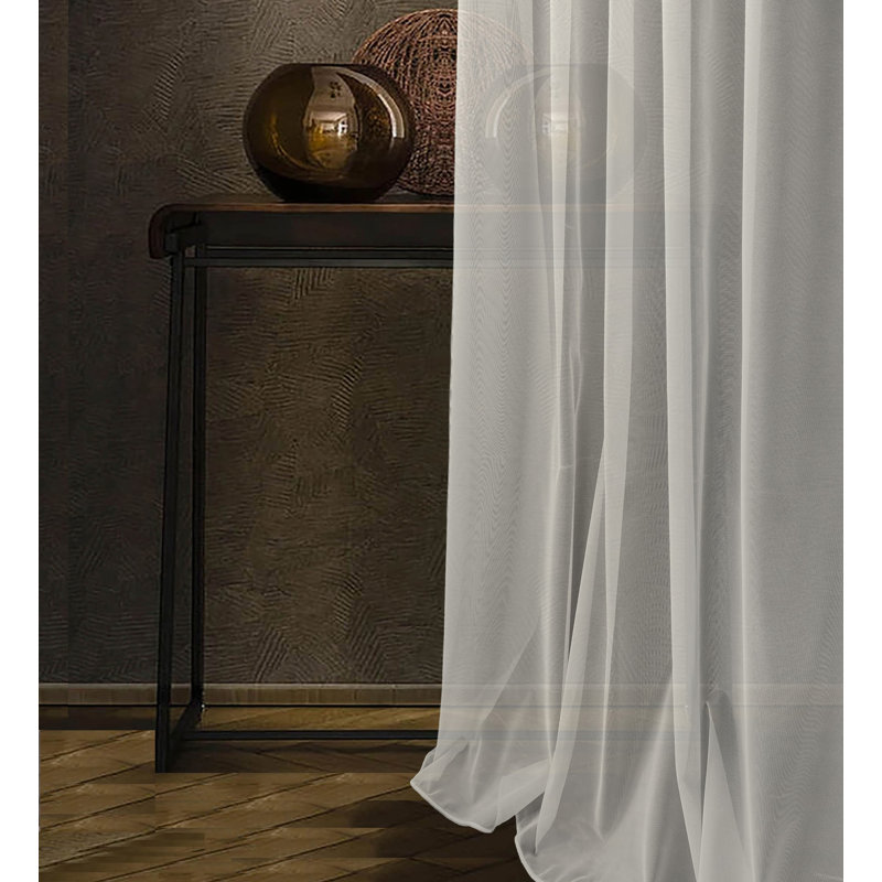 Wymore Sheer Slot Top Curtain Panel, Cream, 200 x 91 cm