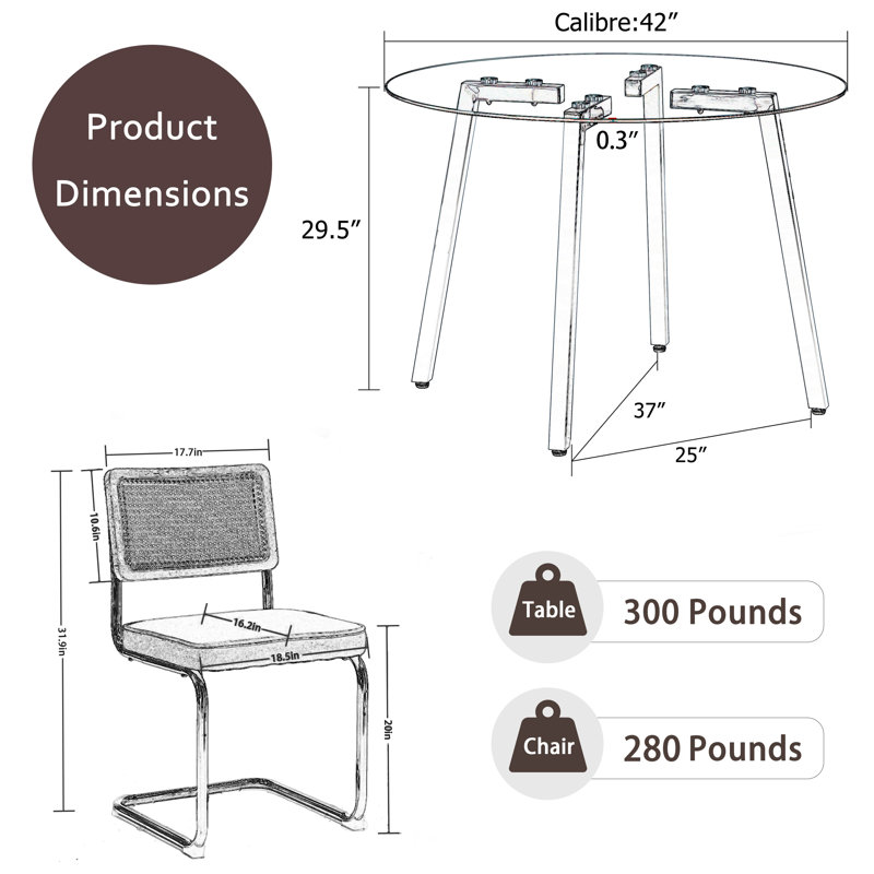 Ensemble de salle à manger 5 pièces, H 29,5 po x L 42 po x l 42 po, Vert