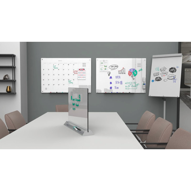 Panneau de verre audio-visuel réversible autoportant, Blanc