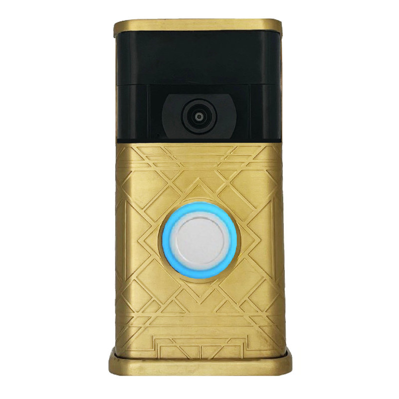 Housse de sonnette vidéo Art Deco (compatible avec Ring 2nd Gen), Laiton satiné