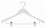 White Wooden Suit Hanger with Clips  Product & Reviews - Only Hangers –  Only Hangers Inc.