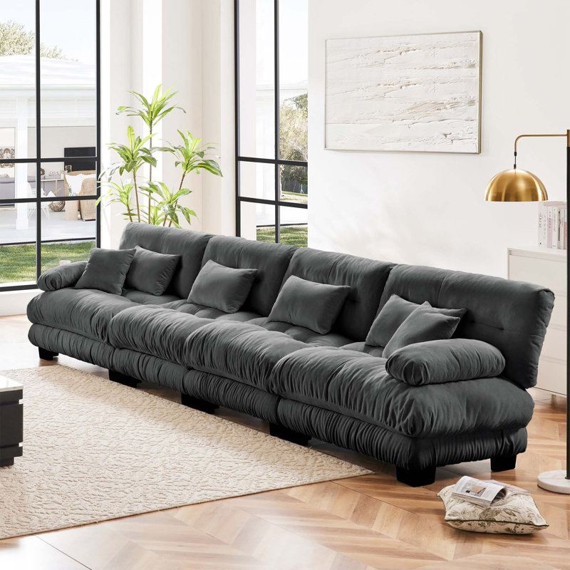 Canapé modulaire 4 places, Chenille grise