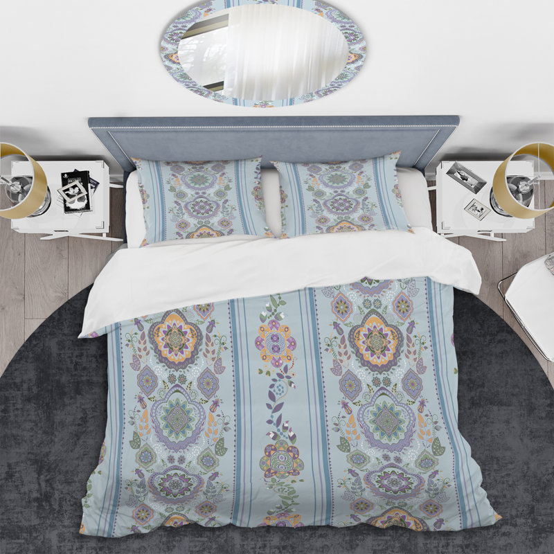 Ensemble de housse de couette en microfibre grise / mauve 3 pièces, Housse de couette pour très grand lit et 2 très