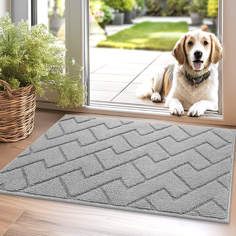 Dirt Trapper Non Slip Backing Washable Door Mat, light grey, 31.5*20