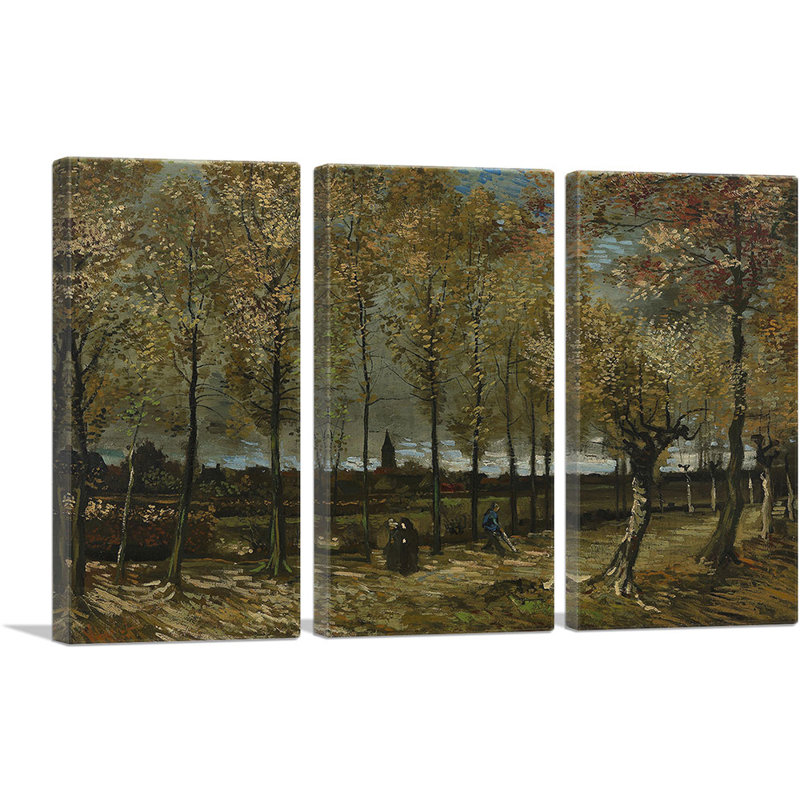 Peupliers près de Nuenen 1885 - reproduction de 3 pièces, H 40 po x l 60 po x P 0,75 po