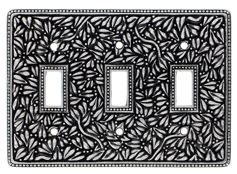 San Michele 3-Gang Toggle Light Switch Wall Plate, Antique Silver