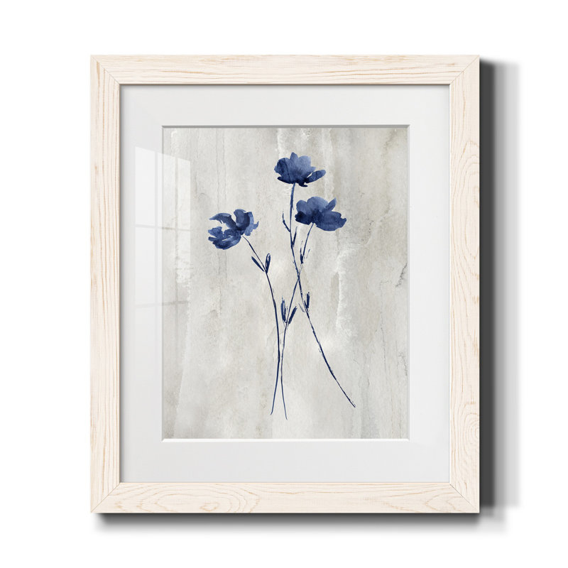 Indigo botanique III - impression, H 20 po x l 17 po x P 1,5 po, Blanc