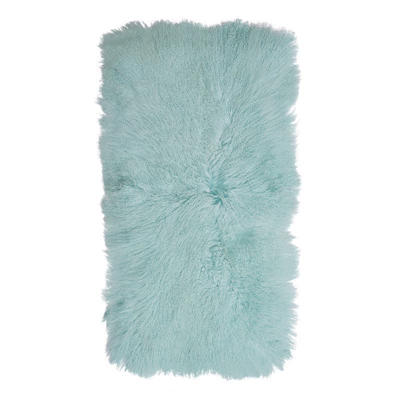 Sheepskin Area Rug in Aqua, Rectangle 2' x 4'