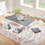 Ensemble de salle à manger moderne en bois massif de 7 pièces avec 6 chaises rembourrées - table rectangulaire pour 6 personnes, ensemble de salle à manger et de cuisine peu encombrant, facile à assembler