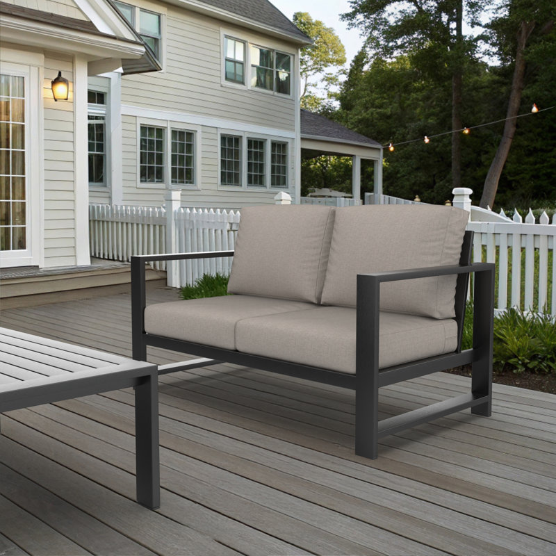 Causeuse d'extérieur Oltjana avec coussins Sunbrella®, Argent coulé