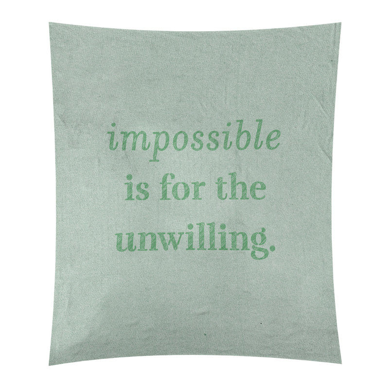 Tapisserie quote « impossible à écrire » en polyester, H 60 po x l 51 po, Vert