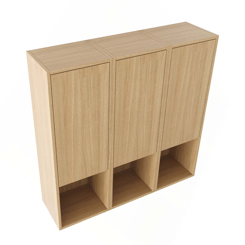 36-Inch Wall-Mounted Side Cabinet With 3 Soft Closing Door & Open Storage For Small Bathroom, Study, Storage Room