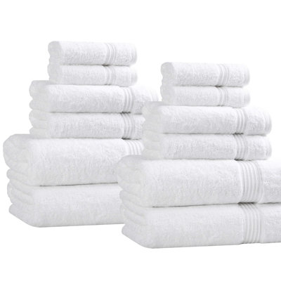 Ensemble de serviettes de bain douces en coton égyptien 12 pièces Guadlupe Heritage