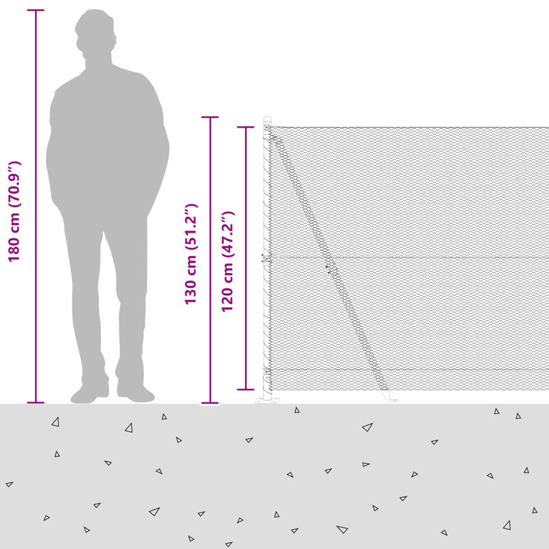 Vidaxl Hexagon Fence Grey Steel, 120cm H x 5000cm W
